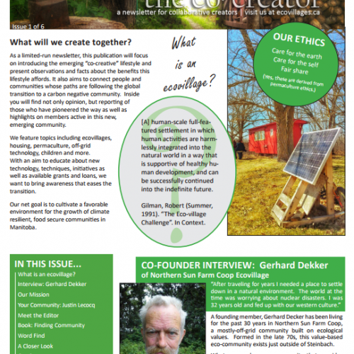 Cover of Issue No. 1 of The Co-Creator, Ecovillages